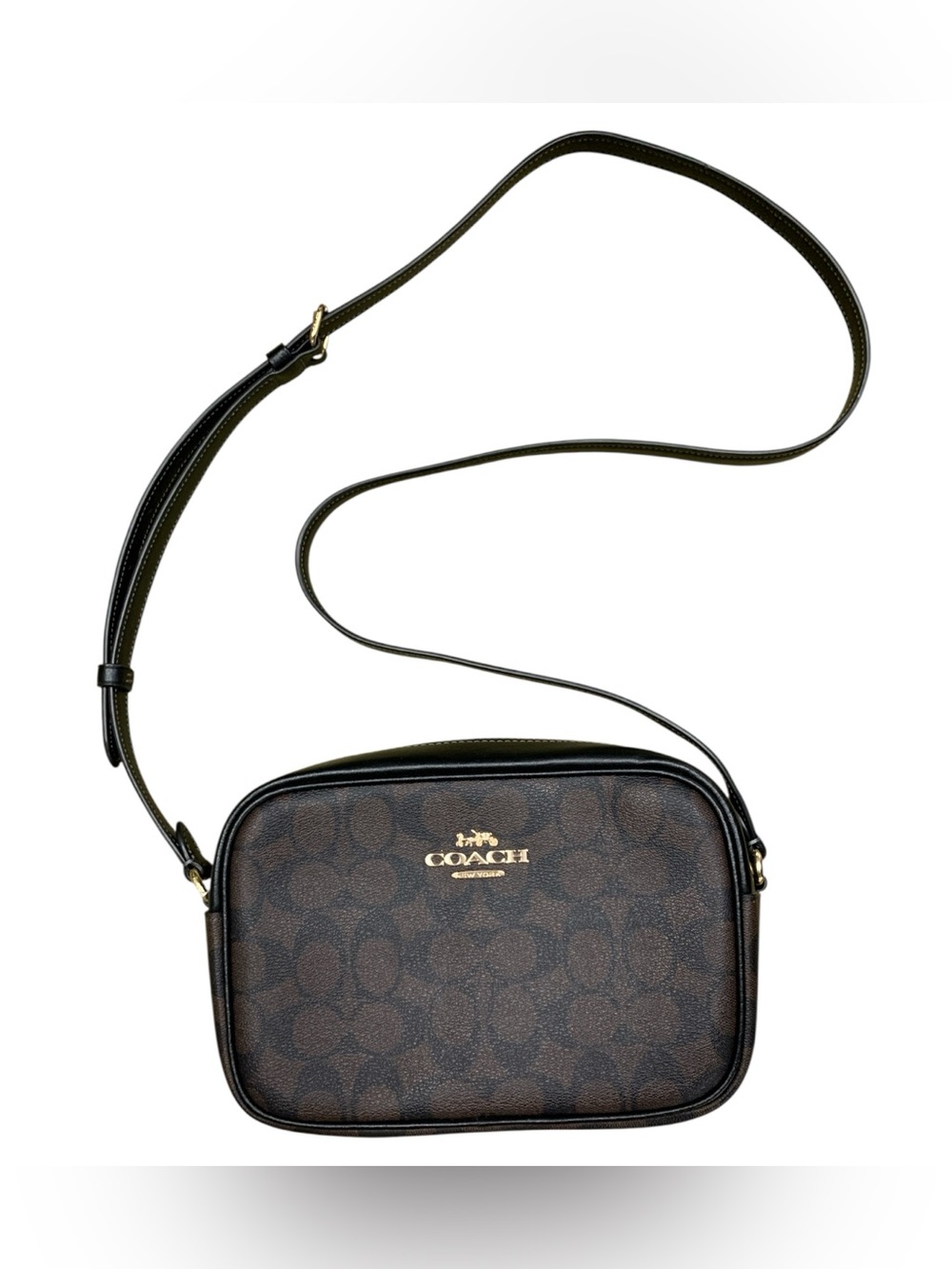 Coach Brown/Black Signature Crossbody Camera Bag